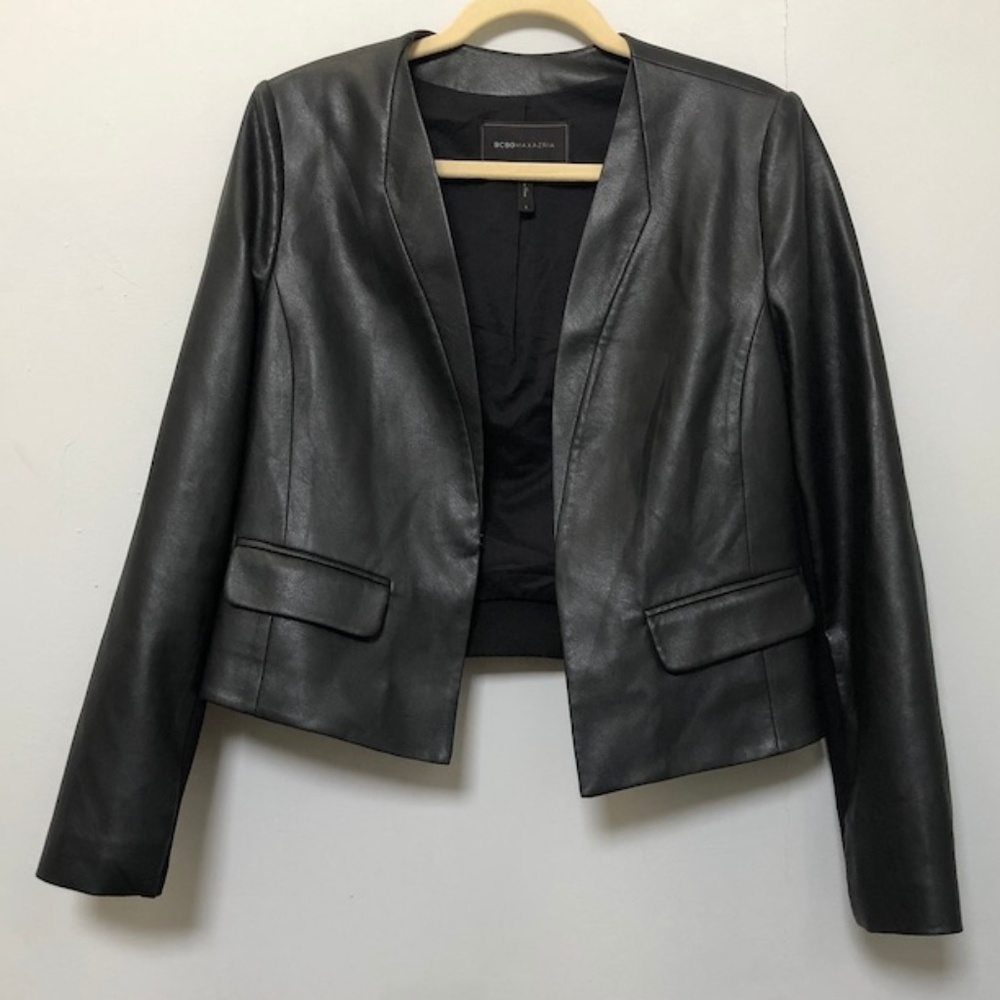 Faux-leather blazer